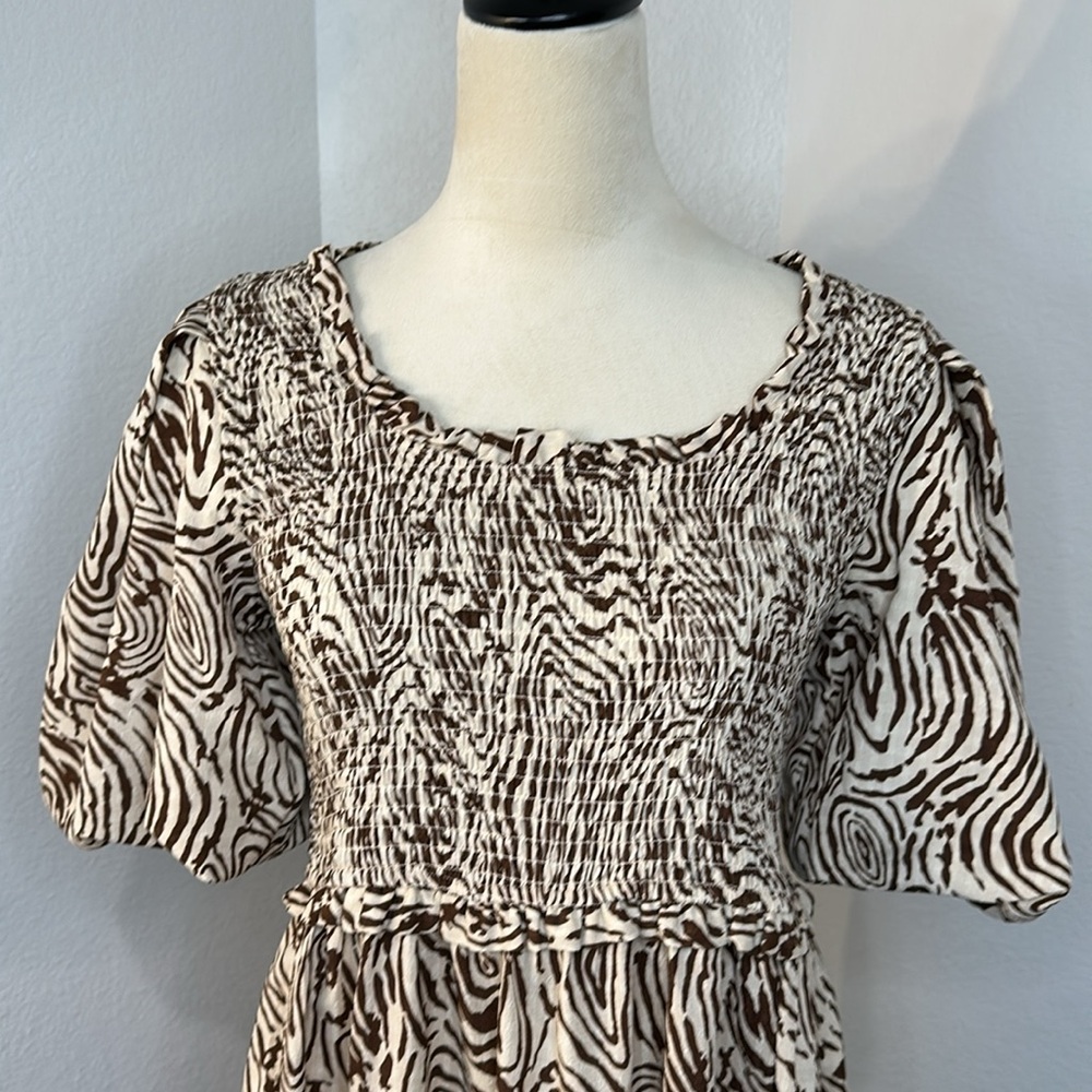 Anthropologie MOON RIVER Smocked Puff Sleeve Midi Dress
 (L) NWOT - Picture 7 of 10